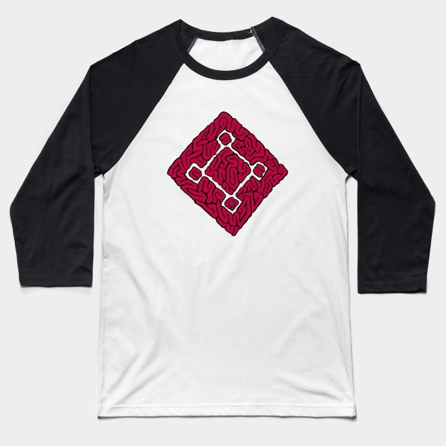 square brain red Baseball T-Shirt by EvanBright